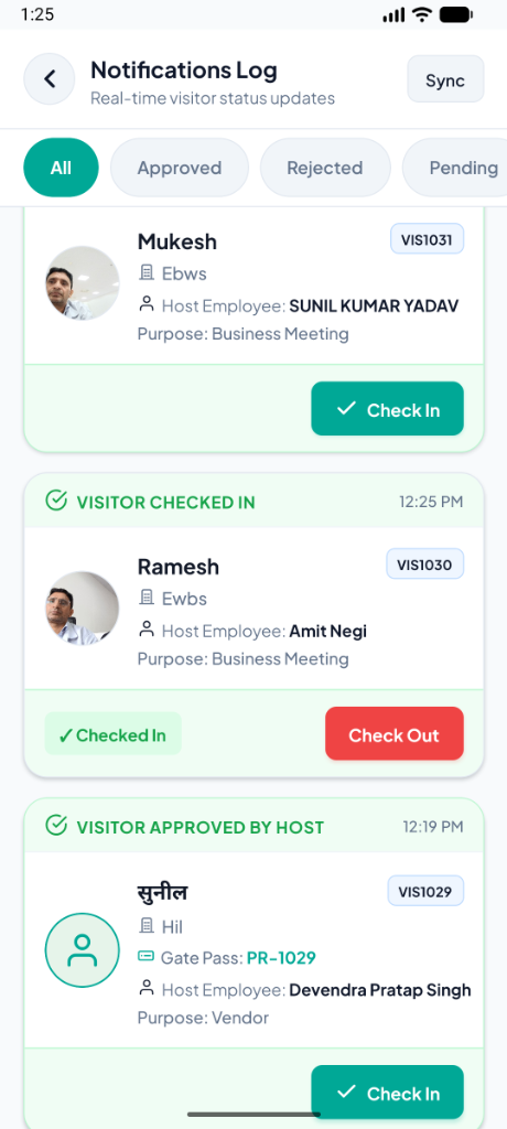Check In and Out Status Logs