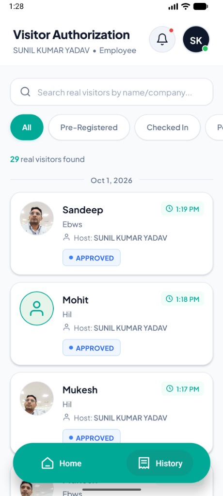 Approved Visitors History