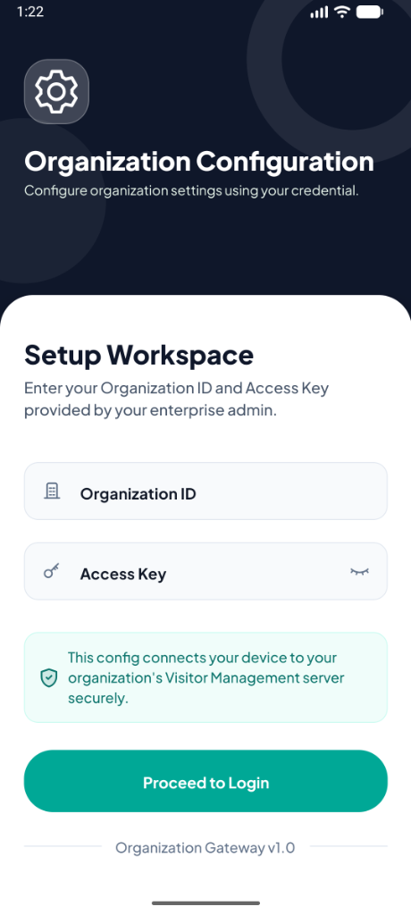Workspace Setup Screen
